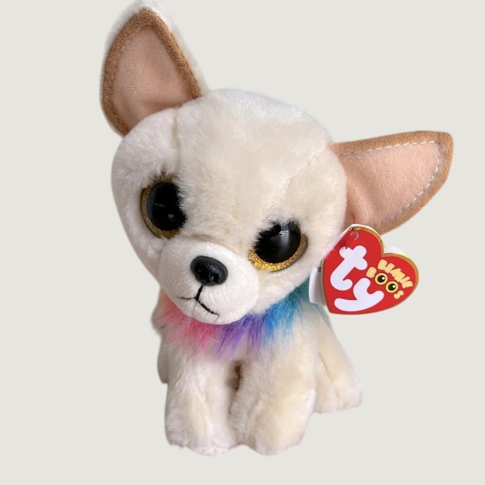 TY Beanie Boos Chewy Chihuahua Dog Plush 6 Inch Rainbow NWT